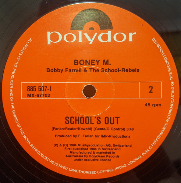 Boney M., Bobby Farrell, The School Rebels – Happy Song (Clubmix) 12" vinyl record, image 5 of 5