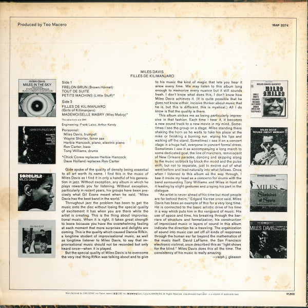 Miles Davis – Filles De Kilimanjaro LP vinyl record, image 4 of 8