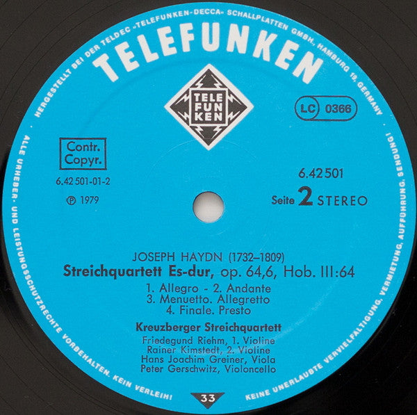 Joseph Haydn, Kreuzberger Streichquartett – Streichquartette Op. 76 Nr.4 »Sonnenaufgang« & Op. 64 Nr.6 LP vinyl record, image 6 of 6