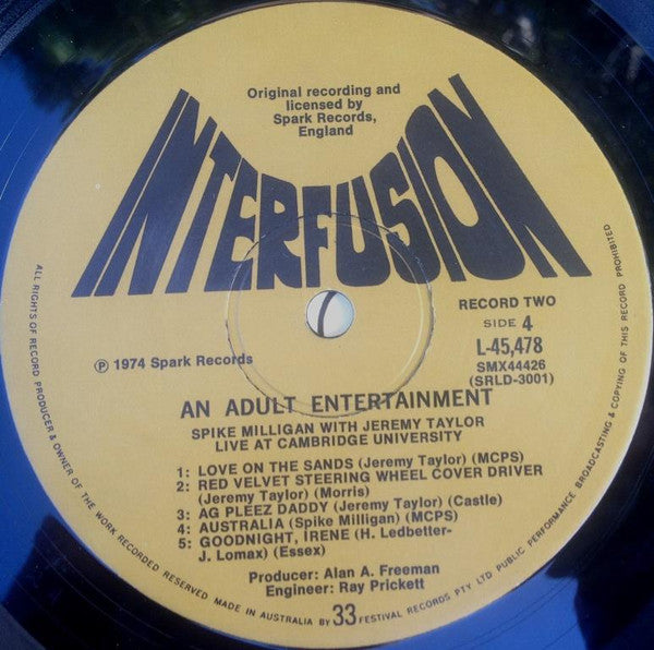 Spike Milligan, Jeremy Taylor – An Adult Entertainment Spike Milligan With Jeremy Taylor Live At Cambridge University (2xLP) LP vinyl record, image 6 of 7
