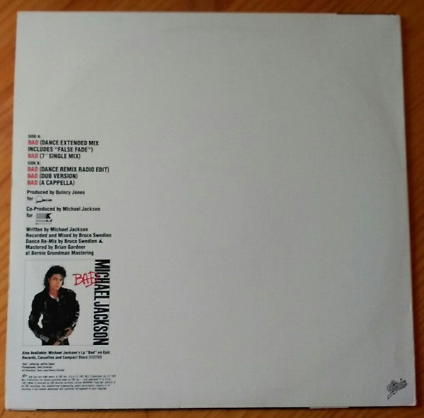 Michael Jackson – Bad 12" vinyl record, image 2 of 4