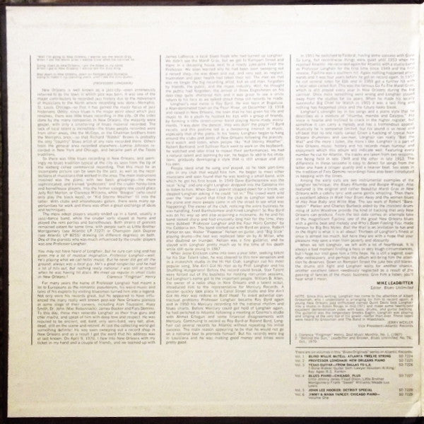 Professor Longhair – New Orleans Piano LP vinyl record, image 3 of 10