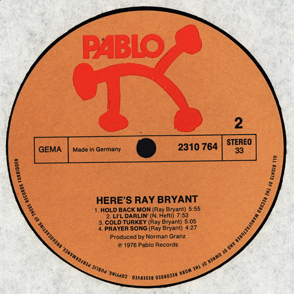 Ray Bryant – Here's Ray Bryant LP vinyl record, image 4 of 4