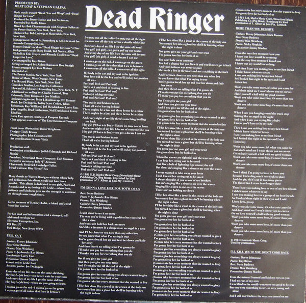 Meat Loaf – Dead Ringer LP vinyl record, image 3 of 7