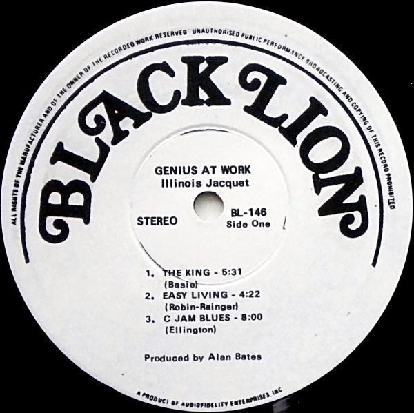 Illinois Jacquet – Genius At Work! LP vinyl record, image 3 of 5