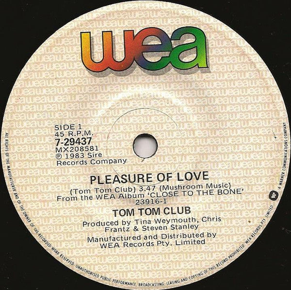 Tom Tom Club – Pleasure Of Love 7" vinyl record, image 2 of 3
