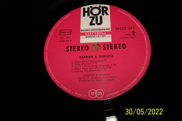 Parrish & Gurvitz – Parrish & Gurvitz LP vinyl record, image 9 of 9