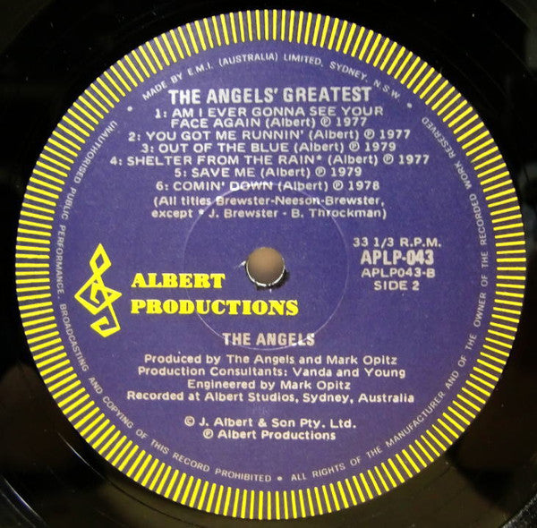The Angels – The Angels Greatest LP vinyl record, image 4 of 4