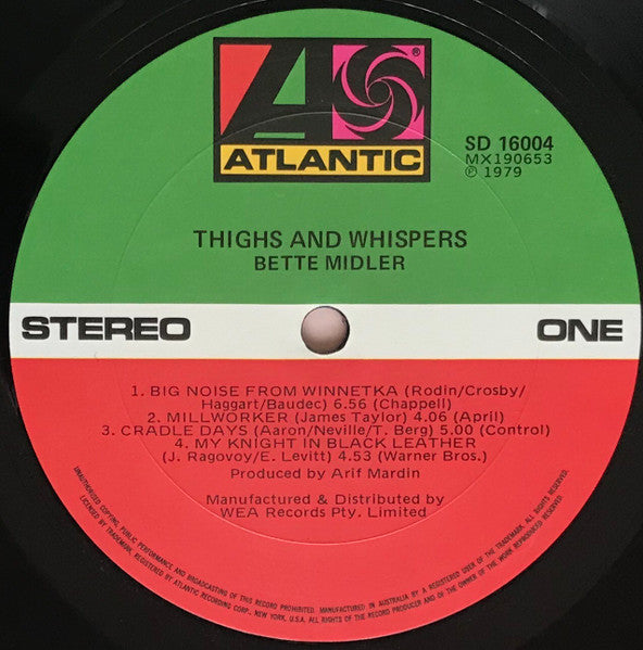 Bette Midler – Thighs And Whispers LP vinyl record, image 3 of 4