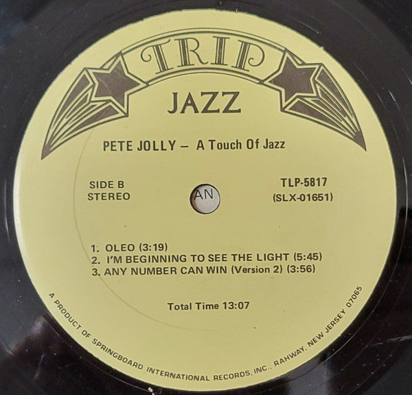Pete Jolly – A Touch Of Jazz LP vinyl record, image 4 of 4