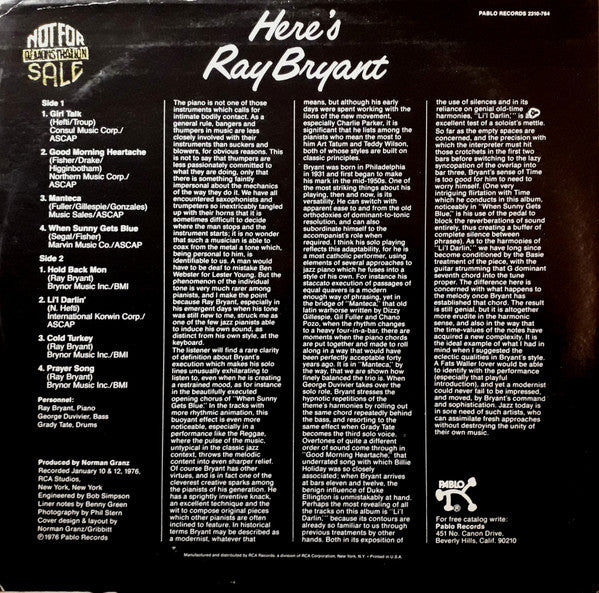 Ray Bryant – Here's Ray Bryant LP vinyl record, image 2 of 5