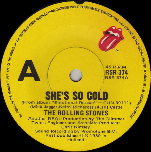The Rolling Stones – She's So Cold 7" vinyl record, image 1 of 2