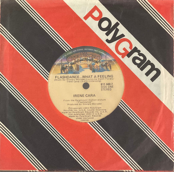 Irene Cara – Flashdance... What A Feeling 7" vinyl record, image 1 of 3