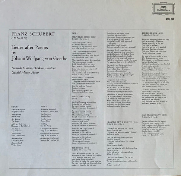 Franz Schubert, Dietrich Fischer-Dieskau, Gerald Moore – Lieder Nach Texten Von Goethe LP vinyl record, image 5 of 7