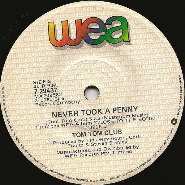 Tom Tom Club – Pleasure Of Love 7" vinyl record, image 3 of 3