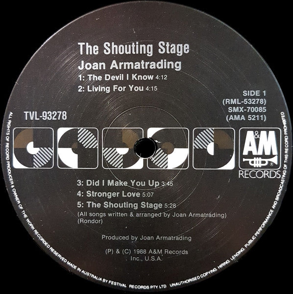 Joan Armatrading – The Shouting Stage LP vinyl record, image 3 of 6