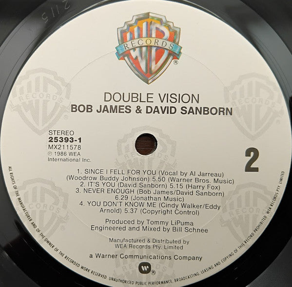 Bob James, David Sanborn – Double Vision LP vinyl record, image 3 of 4