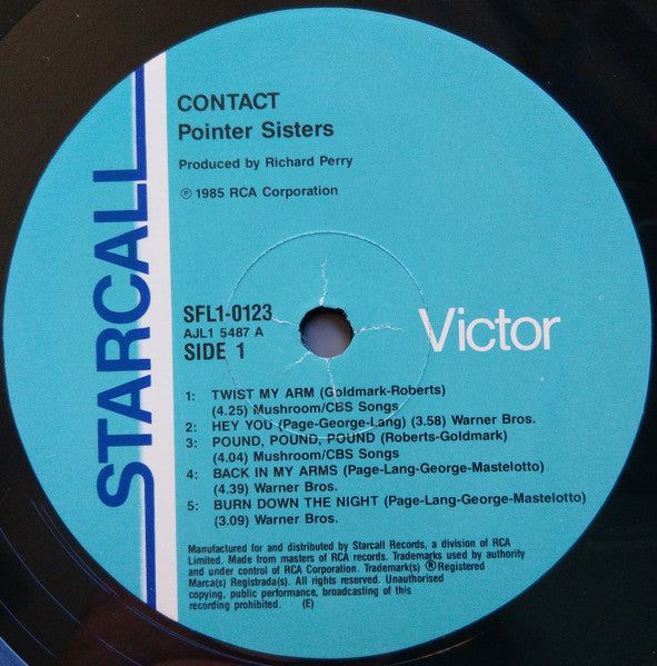 Pointer Sisters – Contact LP vinyl record, image 3 of 4