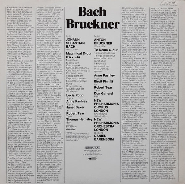 Anton Bruckner, Johann Sebastian Bach, Daniel Barenboim – Te Deum / Magnificat LP vinyl record, image 2 of 4