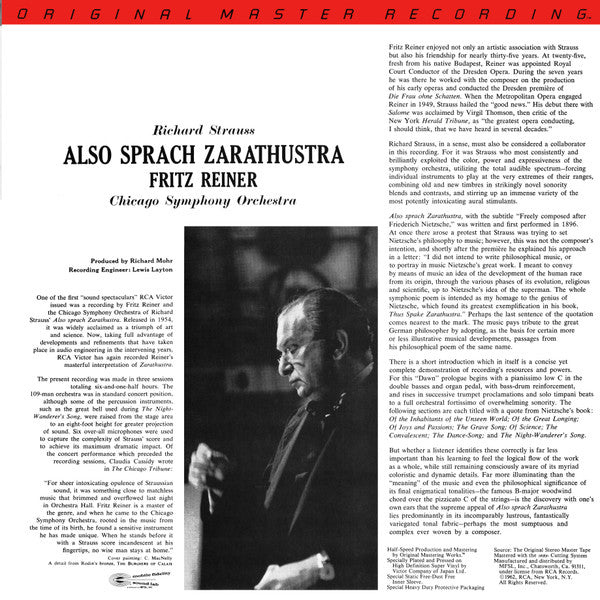 Fritz Reiner, Chicago Symphony Orchestra, Richard Strauss – Also Sprach Zarathustra LP vinyl record, image 2 of 9