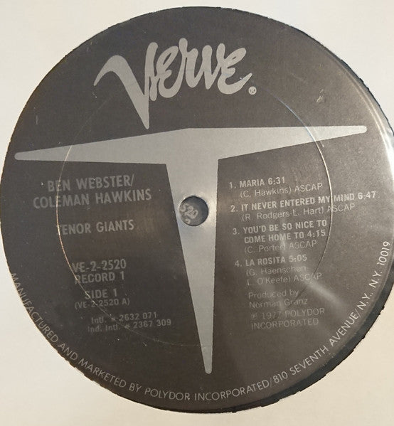 Ben Webster, Coleman Hawkins – Tenor Giants (2xLP) LP vinyl record, image 5 of 8