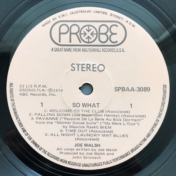 Joe Walsh – So What LP vinyl record, image 5 of 6