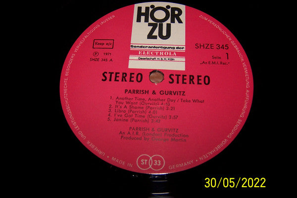 Parrish & Gurvitz – Parrish & Gurvitz LP vinyl record, image 8 of 9