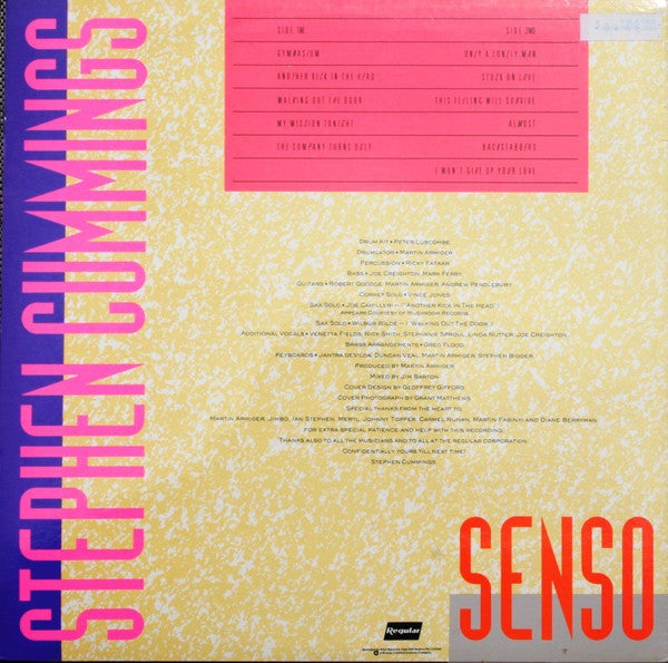 Stephen Cummings – Senso LP vinyl record, image 3 of 5