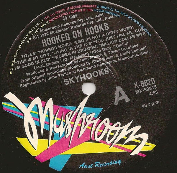 Skyhooks – Hooked On Hooks 7" vinyl record, image 3 of 4