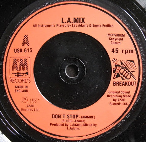 L.A. Mix – Don't Stop (Jammin') 7" vinyl record, image 3 of 4