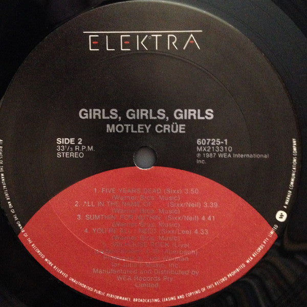 Mötley Crüe – Girls, Girls, Girls LP vinyl record, image 4 of 6