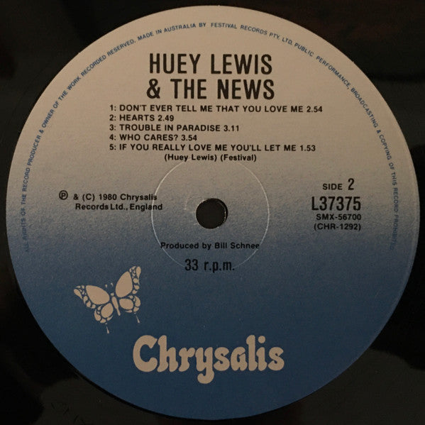 Huey Lewis & The News – Huey Lewis And The News LP vinyl record, image 4 of 4