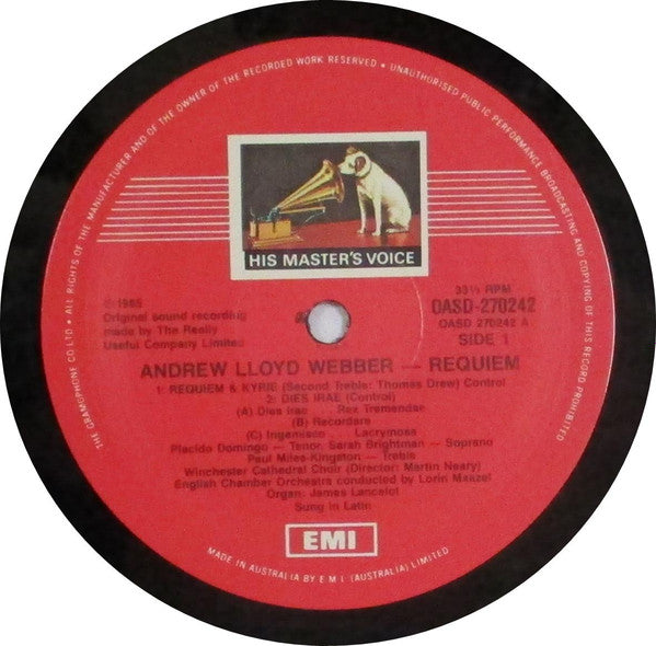 Andrew Lloyd Webber – Requiem LP vinyl record, image 5 of 6