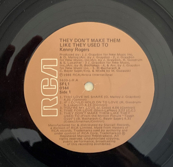 Kenny Rogers – They Don't Make Them Like They Used To LP vinyl record, image 6 of 6
