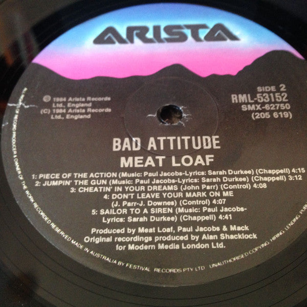Meat Loaf – Bad Attitude LP vinyl record, image 4 of 4