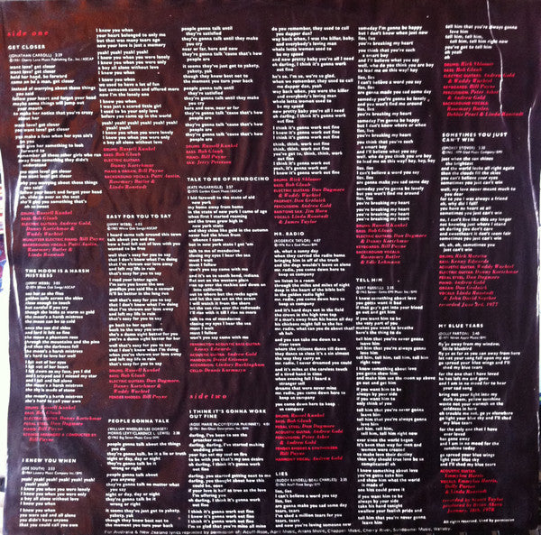 Linda Ronstadt – Get Closer LP vinyl record, image 4 of 6
