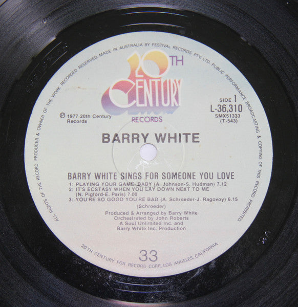 Barry White – Barry White Sings For Someone You Love LP vinyl record, image 3 of 4