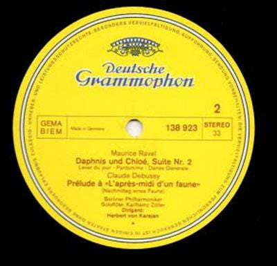 Claude Debussy, Maurice Ravel, Berliner Philharmoniker, Herbert von Karajan – La Mer · Prélude À L'Après-Midi D'Un Faune / Daphnis Et Chloé, Suite N° 2 LP vinyl record, image 3 of 3