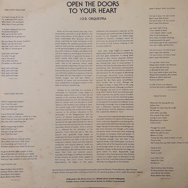J.O.B. Orquestra – Open The Doors To Your Heart LP vinyl record, image 5 of 6