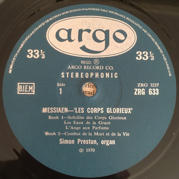 Olivier Messiaen, Simon Preston – Les Corps Glorieux / Le Banquet Celeste LP vinyl record, image 3 of 4