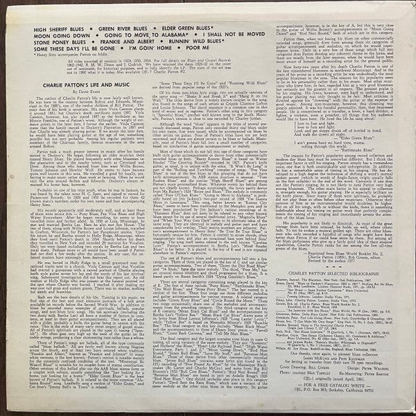 Charley Patton – The Immortal Charlie Patton Number 1 LP vinyl record, image 2 of 4