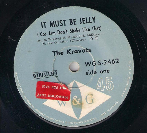 The Kravats – It Must Be Jelly ('Cos Jam Don't Shake Like That) 7" vinyl record