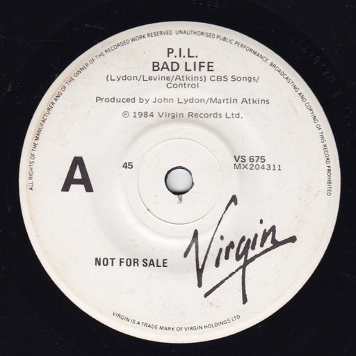 Public Image Limited – Bad Life 7" vinyl record, image 1 of 2
