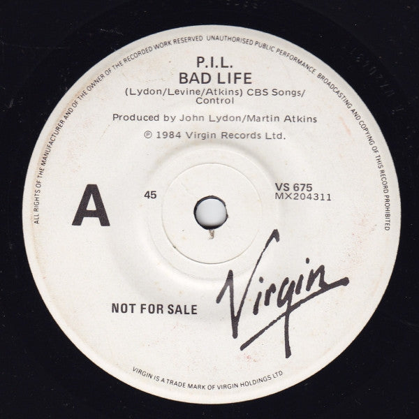 Public Image Limited – Bad Life 7" vinyl record, image 1 of 2