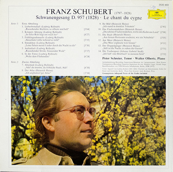 Franz Schubert, Peter Schreier, Walter Olbertz – Schwanengesang LP vinyl record, image 2 of 4