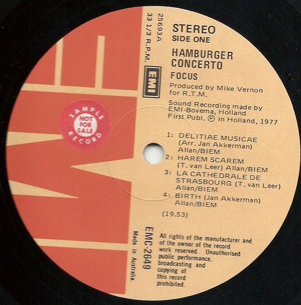 Focus – Hamburger Concerto LP vinyl record, image 3 of 4