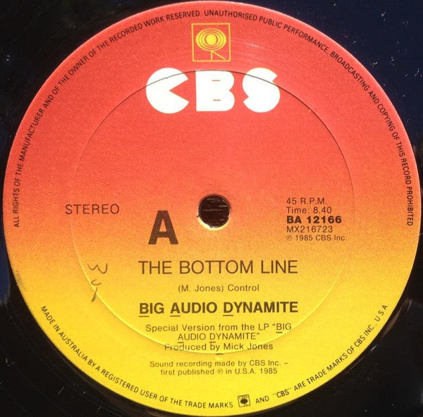 Big Audio Dynamite – The Bottom Line 12" vinyl record, image 3 of 5