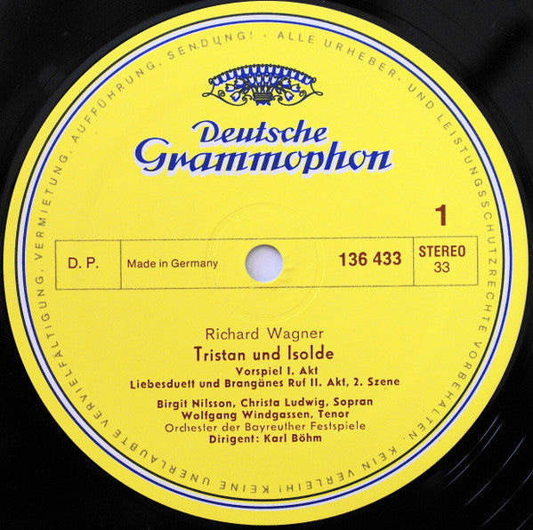 Richard Wagner, Birgit Nilsson, Wolfgang Windgassen, Christa Ludwig, Eberhard Wächter, Karl Böhm – Tristan Und Isolde (Opernauszüge) LP vinyl record, image 3 of 3