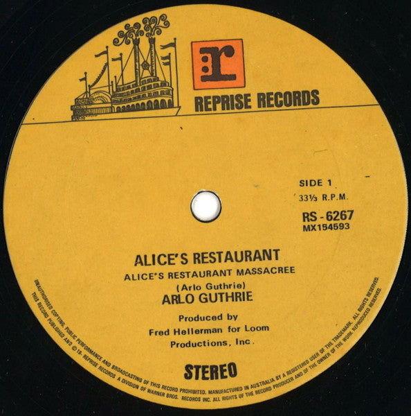 Arlo Guthrie – Alice's Restaurant LP vinyl record, image 3 of 4
