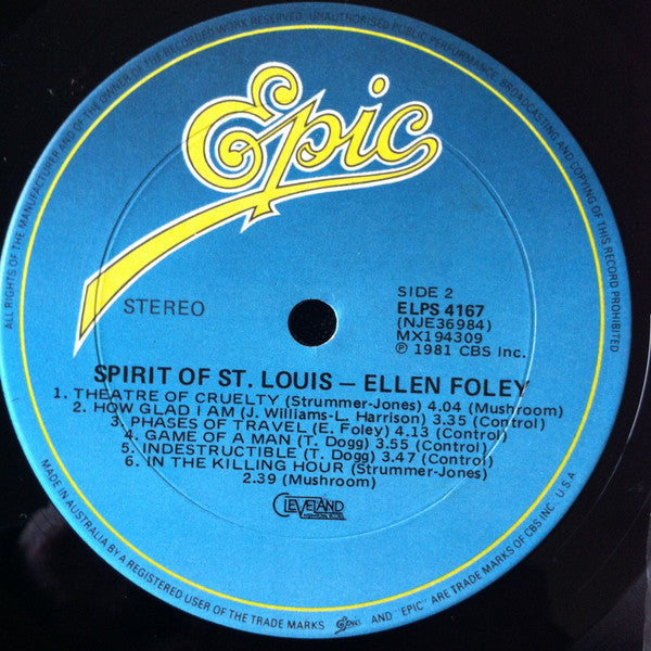 Ellen Foley – Spirit Of St. Louis LP vinyl record, image 4 of 6